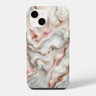 Coque Pour iPhone 14 Art fluide au marbre blanc et or rose de luxe - Él