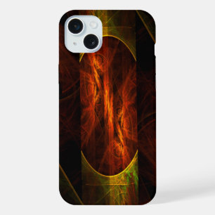 Coque iPhone 15 Plus Art fractal abstrait moderne de la jungle mystique