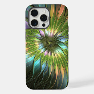 Coque iPhone 15 Pro Max Art Fractal Fleur Imaginaire Coloré Lumineux