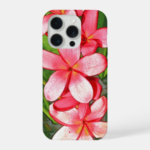 Coque iPhone 15 Pro Art Frangipanier Tropical Rose