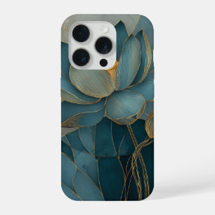 Coque iPhone 15 Pro Art géométrique en ligne de fleur de lotus sarcell