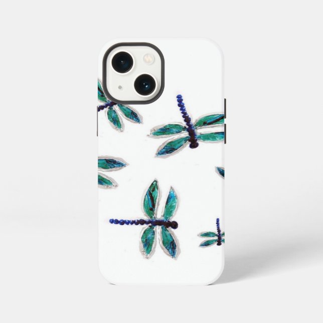 Coque iPhone Art libellule turquoise (Verso)