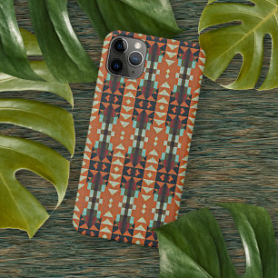 Coque iPhone 16 Pro Max Art Mosaïque Hip Orange Rouge Turquoise Vert Bleu