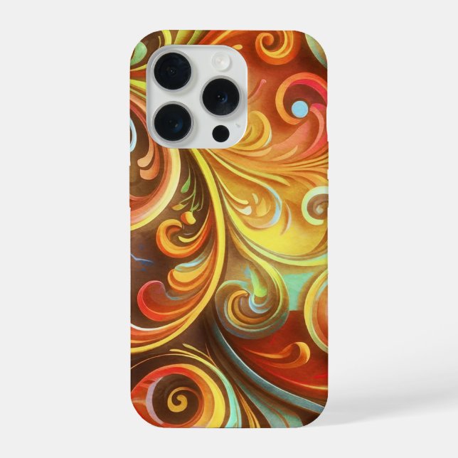 Coque iPhone Art Nouveau : tourbillons baroques rayonnants  (Verso)