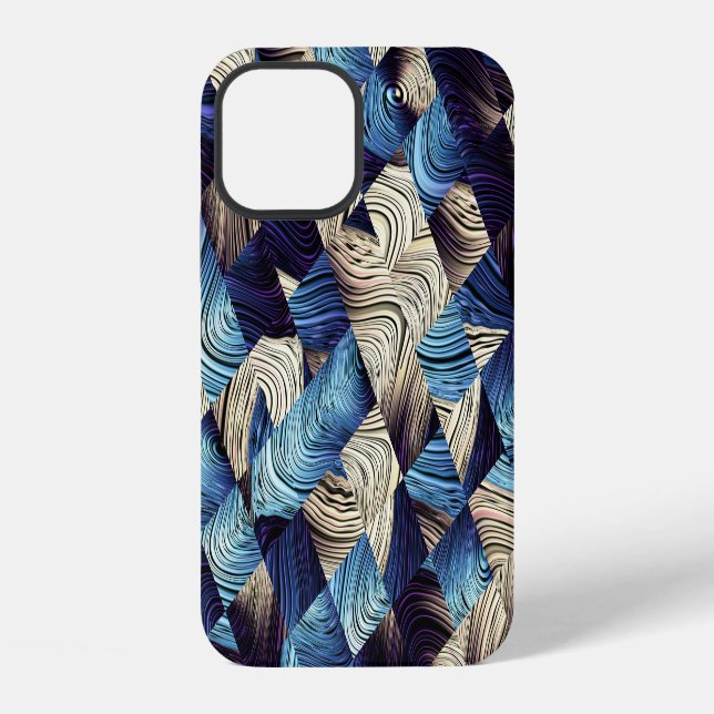 Coque iPhone Art numérique Carrés abstraits bleus (Verso)