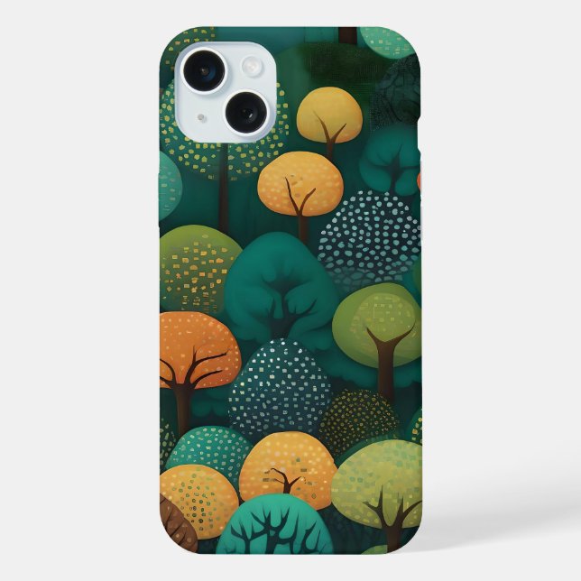 Coque iPhone Art numérique des mignons arbres (Verso)