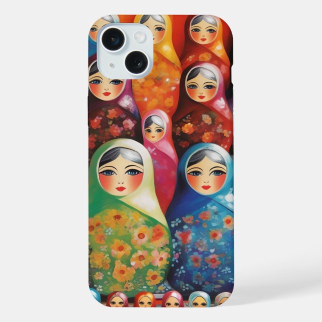 Coque iPhone Art numérique, poupées russes (Verso)