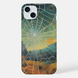 Coque iPhone 15 Plus Art numérique, toile d'araignée, araignées
