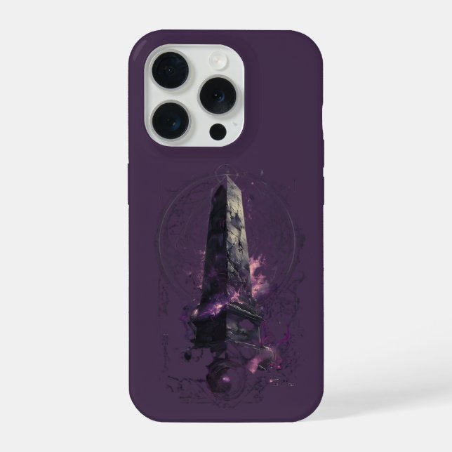 Coque iPhone Art Occulte de l'Obélisque Cosmique Violet Sombre (Verso)