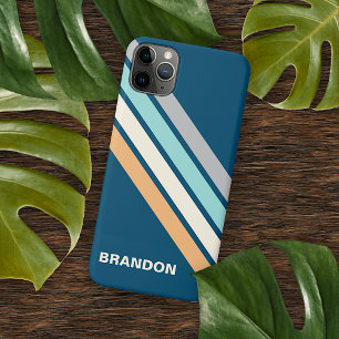 Coque iPhone 16 Pro Max Art personnalisé bleu sarcelle turquoise gris jaun