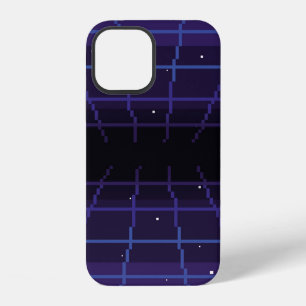 Coque iPhone 12 art pixelisé de fond de science-fiction rétro des 