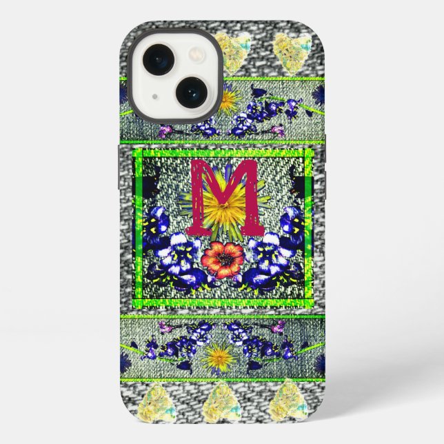 Coque iPhone Art populaire Denim initial Hippie (Verso)