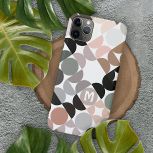 Coque iPhone 16 Pro Max Art Rétro Beige Brun Gris Sarcelle Noir Vert