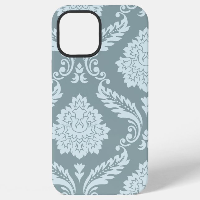 Coque iPhone Art Rococo Damassé I Bleu Canard+Turquoise (Verso)