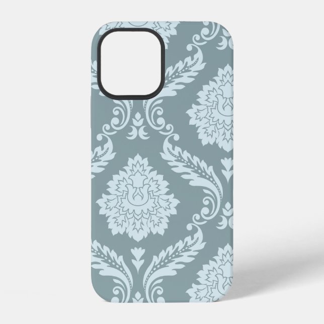 Coque iPhone Art Rococo Damassé I Bleu de Canard Œuf+Turquoise (Verso)