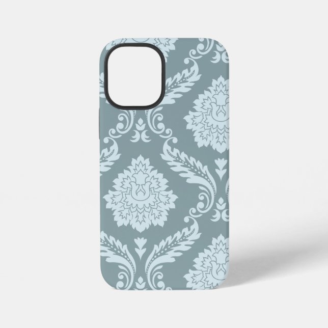 Coque iPhone Art Rococo Damassé I Bleu de Canard Œuf+Turquoise (Verso)
