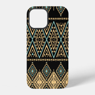 Coque iPhone 12 Art tribal, géométrique ethnique, motif coloré.