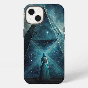 Etui iPhone 13 Art visionnaire surréaliste Blue Pyramid