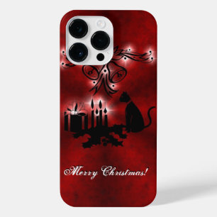 Coque Pour Pour iPhone 14 Pro Max Artdeco de Noël avec chat noir