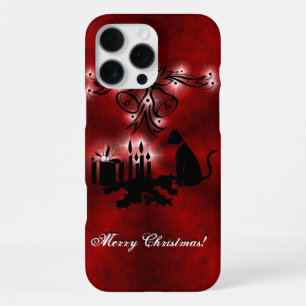 Coque iPhone 16 Pro Max Artdeco de Noël avec chat noir