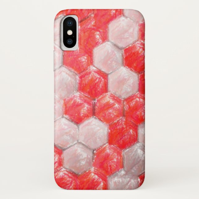 Coque iphone artistique blanc et rouge de motif (Dos)