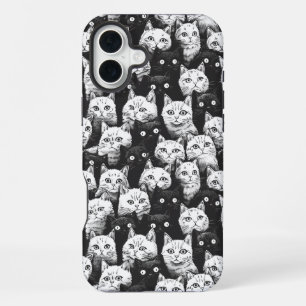 Coque iPhone 16 Plus Artistique Chat Monochrome