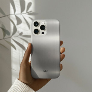 Coque Pour iPhone 14 Plus Aspect en acier inoxydable texturé métallique