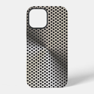 Coque iPhone 12 Aspect Métal Perforé Teinté Doré