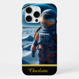 Coque iPhone 16 Pro Max Astronaute dans un costume orange vibrant