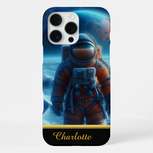 Coque iPhone Astronaute Dans Un Costume Spatial Orange Clair (Verso)
