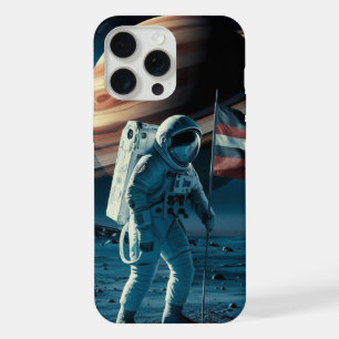 Coque iPhone 15 Pro Max Astronaute plaçant un drapeau dans saturne - Boîti