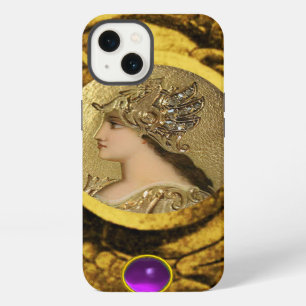ETUI iPhone 13 ATHÉNA AVEC GRIFFONS FANTAISIE ET GEMME VIOLETTE