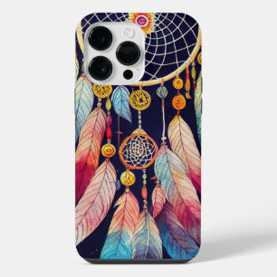 COQUE POUR POUR iPhone 14 PRO MAX ATTRAPE-RÊVES À L'AQUARELLE ET PLUMES