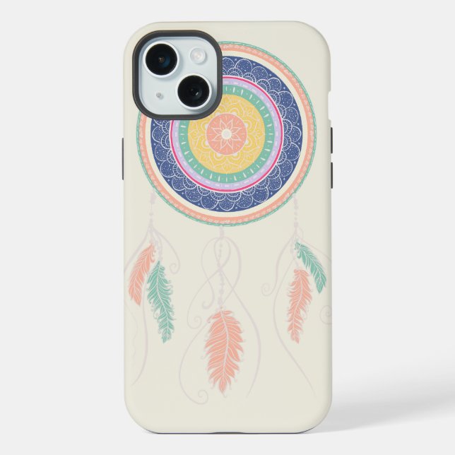 Coque iPhone Attrape-rêves Mandala Coloré (Verso)