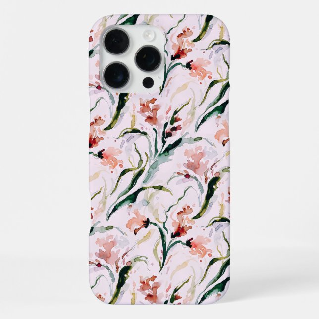 Coque iPhone August Birth Flower Gladiolus Watercolor Pattern (Verso)
