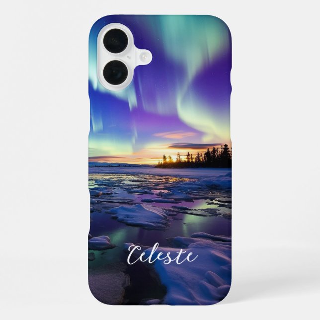 Coque iPhone Aurore Boréale Crépuscule Iridescent (Verso)