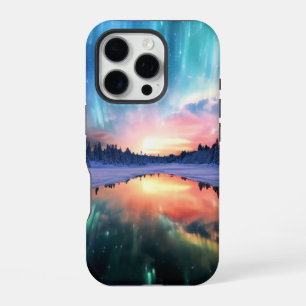 Coque iPhone 16 Pro Aurore Boréale, Lumières du Nord,