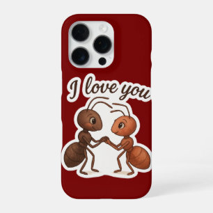 Coque iPhone 16 Pro Autocollant d'amour de fourmi mignon – Conception 