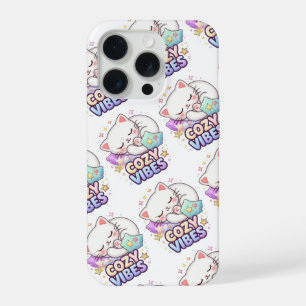 Coque iPhone 15 Pro Autocollant de chat ambiance cosy   Chat mignon en