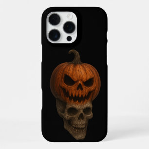 Coque iPhone 16 Pro Max Autocollant de crâne de citrouille réaliste et eff