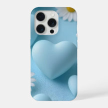 Autocollant de téléphone floral à cœur bleu mignon