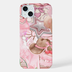 Coque iPhone 15 Plus Autocollants Coquette Rose