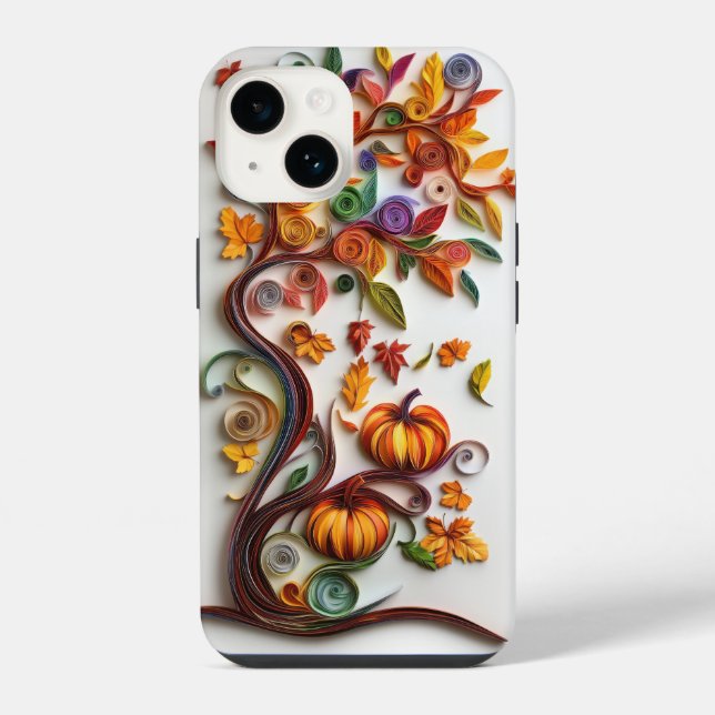 Coque iPhone Automne | Feuille et Citrouille (Verso)