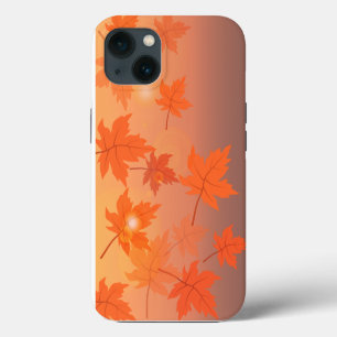 Etui iPhone 13 Autumn design with maple leaves and bokeh effect