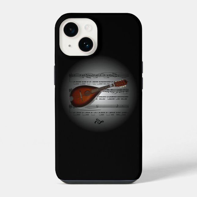 Coque iPhone Avant Garde, Mandoline 01 sur Globe avec Partition (Verso)