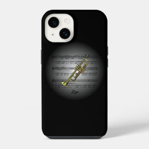 Coque Pour iPhone 14 Avant Garde ~ Trompette sur Globe avec Partition