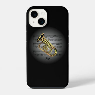Coque Pour iPhone 14 Avant Garde ~ Tuba sur globe avec partition ~