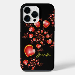 Coque Pour Pour iPhone 14 Pro Max Avec beaucoup d'amour coeurs rouges jaunes Art fra