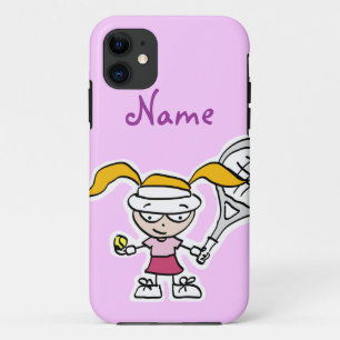 coque iphone avec dessin animé de fille de tennis