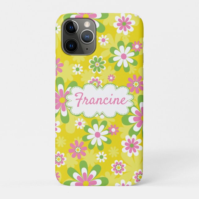 coque iphone avec motif de fleurs jaunes mod! (Dos)